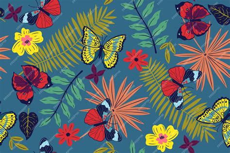 Premium Vector Seamless Pattern With Moths And Leaves Vector Graphics