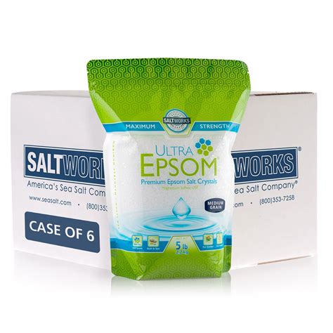 Ultra Epsom® Premium Bath Salt Bulk Medium Grain 5 Lb Bag Case Of 6 Saltworks®