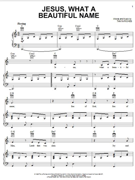 Jesus What A Beautiful Name By Hillsong Worship Sheet Music For Piano Vocal And Guitar Chords