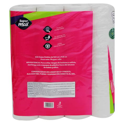 Comprar Papel Higiénico Supermax 330 Hojas Dobles 20 Rollos Walmart