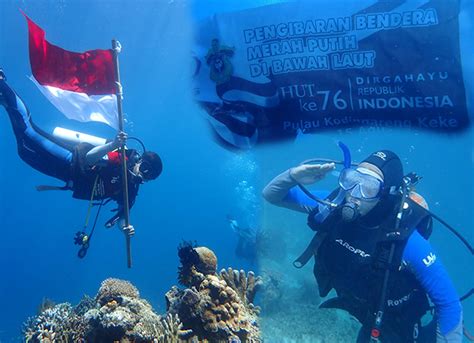 Tim Penyelam Unhas Kibarkan Bendera Merah Putih Di Dasar Laut