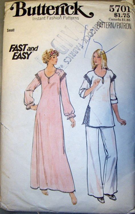 Butterick Fast And Easy 5701 Nightgown Pajamas Pattern Sz 8 10 Bust