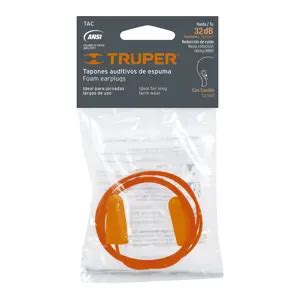 Tac Truper Tap N Auditivo Desechable De Espuma Con Cord N Truper