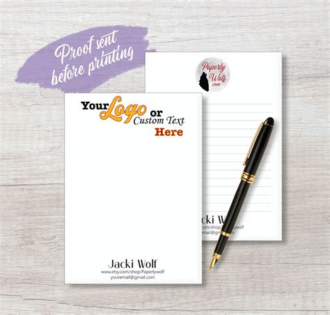 Custom Business Notepad With Your Logo And Or Text Personalized