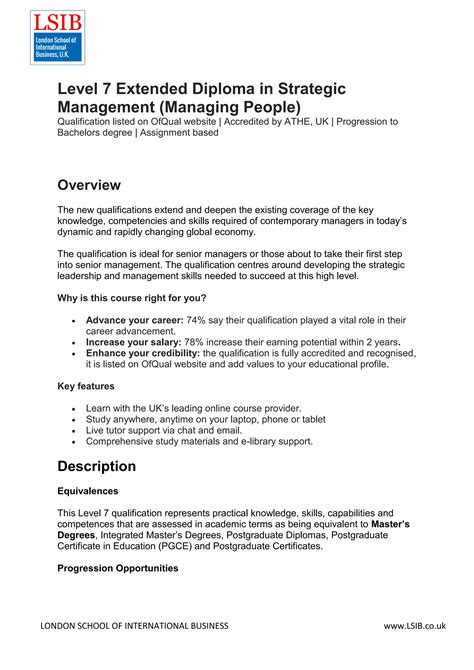 Level Extended Diploma In Strategic Management Managing People Pdf