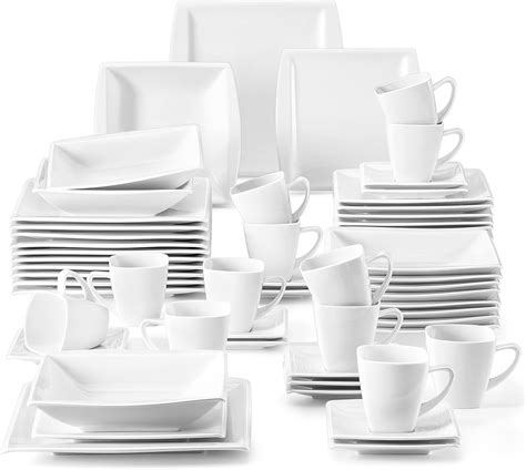 Malacasa Plates And Bowls Set Piece Square Dinner Sets With