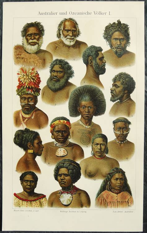 1897 Antique Lithograph Of PEOPLE From OCEANIA Oceanian Etsy