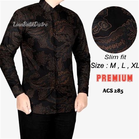 Jual BAJU KEMEJA BATIK SLIM FIT PRIA LENGAN PANJANG KUALITAS MALL LB88