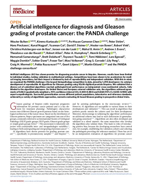 Pdf Artificial Intelligence For Diagnosis And Gleason Grading Of