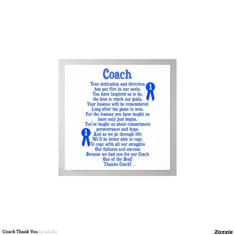 Coach Thank You Print | Zazzle