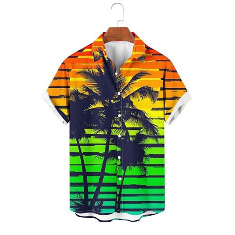 Waenqinla Mens Hawaiian Shirt Funny Tropical Palm Tree Graphic Beach