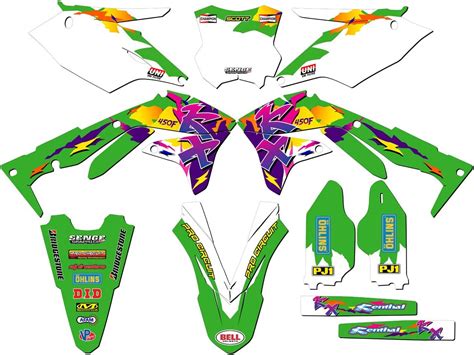 2016 2018 KX 450F Throwback Green Complete Graphics Kit By Senge