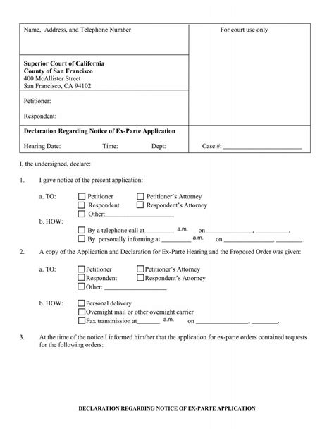 Declaration Regarding Notice Of Ex Parte Application