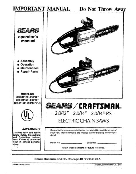 Craftsman 16 Chainsaw Manual