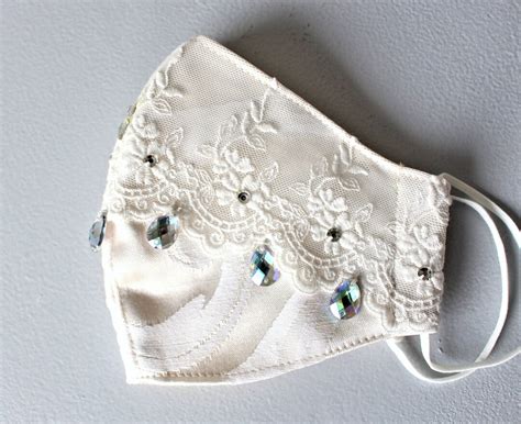 Fancy Face Mask Wedding Bridal Masks Rhinestones Cream - Etsy