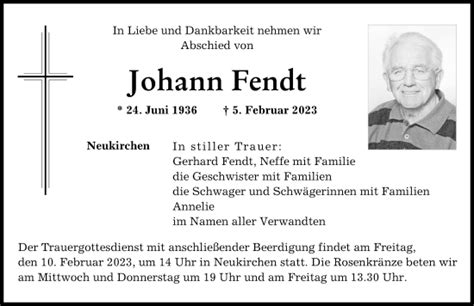 Traueranzeigen Von Johann Fendt Augsburger Allgemeine Zeitung