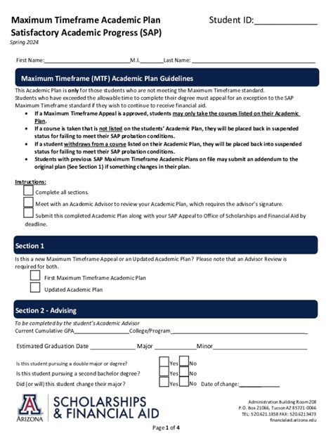 Fillable Online Financialaid Arizona Satisfactory Academic Progress