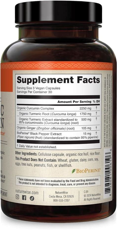 NatureWise Curcumin Turmeric 2250mg 95 Curcuminoids 180 Count Pack