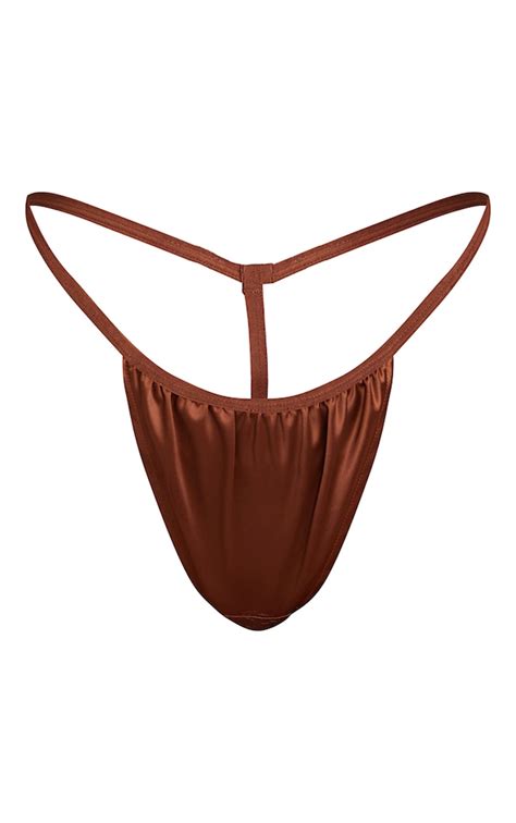 Chocolate Satin G String Thong Lingerie And Nightwear Prettylittlething Usa