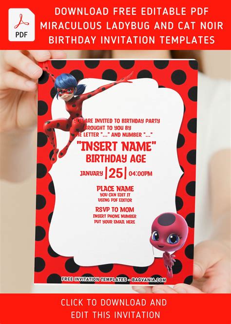 Pink Ladybug Invitation