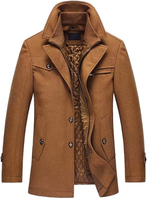 FTCayanz Manteau Homme Hiver Laine Trench Slim Fit Élégant Duffle Coat