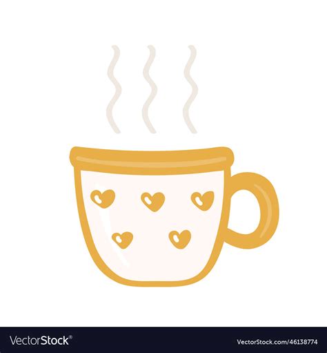 Cute cup of tea or coffee with golden hearts Vector Image