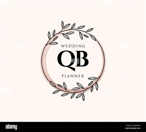 Qb Initials Letter Wedding Monogram Logos Collection Hand Drawn Modern