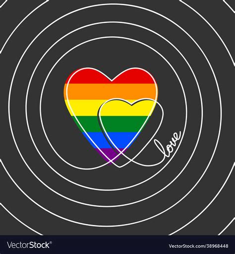 Lgbt Gay Pride Flag Heart With Continuous Line Vector Image