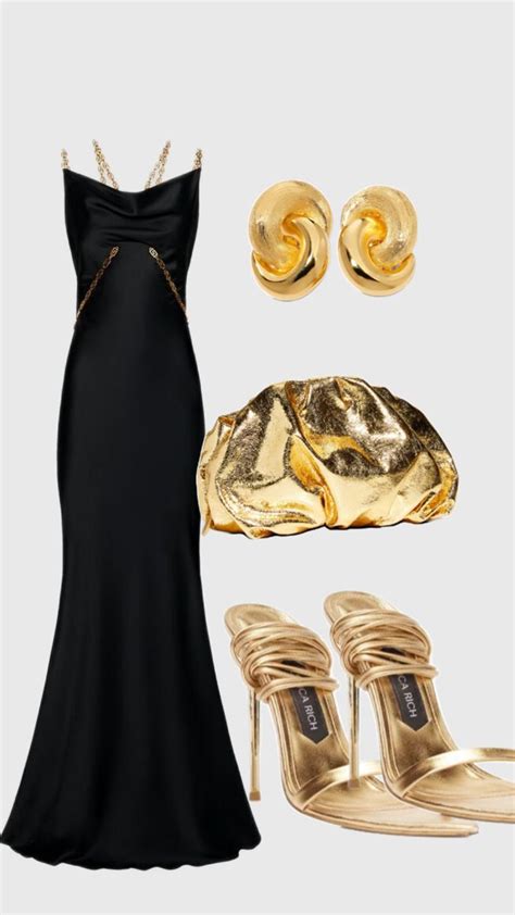 Formal Wedding Vibes | Gold and black dress, Black and gold outfit