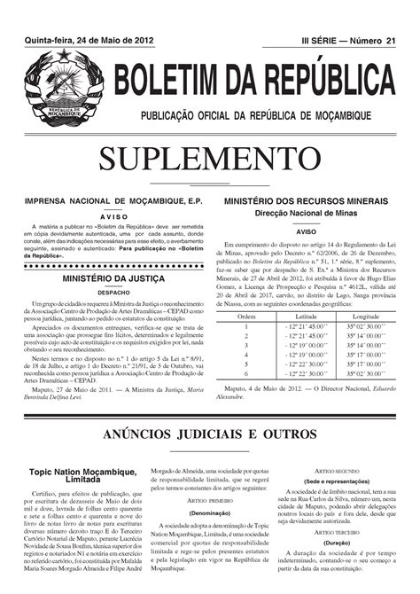 Br Iii Serie Suplemento Boletim Da Rep Blica Publica O