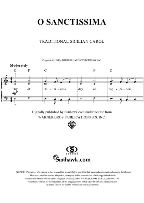 O Sanctissima Sheet Music For Easy Pianovocal Sheet Music Now