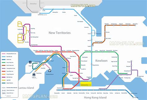 Hong Kong printable sightseeing map - MRT metro (subway, underground ...