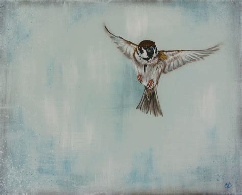 Sparrow painting sparrow art bird art flying sparrow art