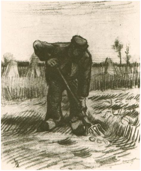 Peasant Digging Up Potatoes By Vincent Van Gogh