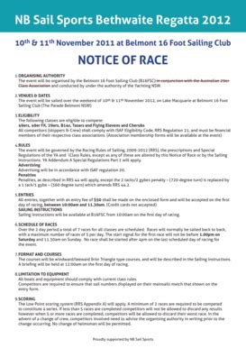 Fillable Online Notice Of Race Entry Form Now Available Yachting