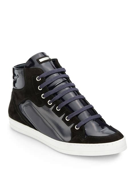 Alessandro Dell Acqua Perforated Leather High Top Sneakers Size 42 5