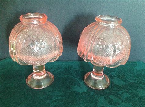 Vintage Pink Glass Fairy Lamp Tea Light Holders