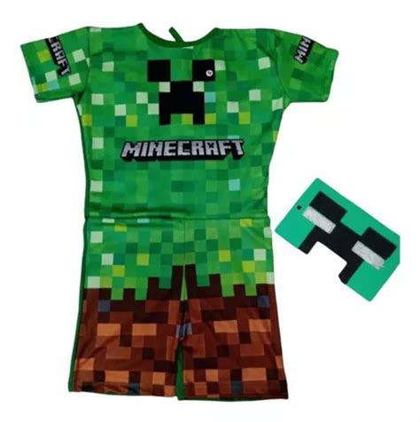 Fantasia Minecraft Infantil Menino Festa Divertida Máscara