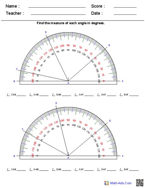 Determining Angles With Protractors Answer