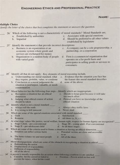 Ethics Multiple Choice Questions And Answers