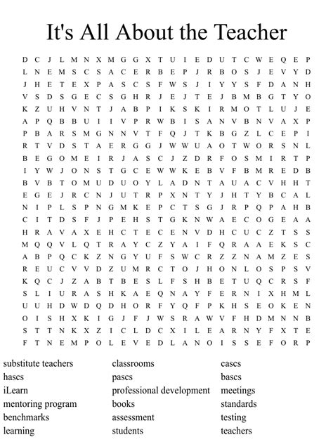 It S All About The Teacher Word Search WordMint