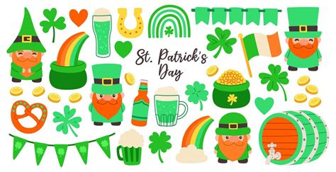 Set of St. Patricks Day symbols. Collection of elements clover ...