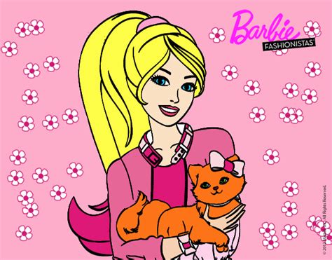 Dibujo De Barbie Con Su Linda Gatita Pintado Por En Dibujos Net El D A