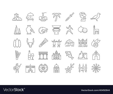 Set Of Linear Icons Of Crete Royalty Free Vector Image