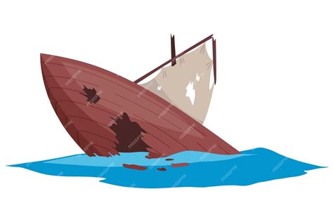 Premium Vector Damaged Ship Crash Or Accident In Sea Marine