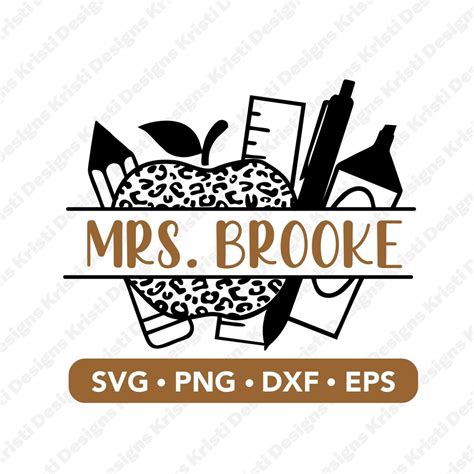 Teacher Split Monogram Svg School Supplies Svg Back To School Svg