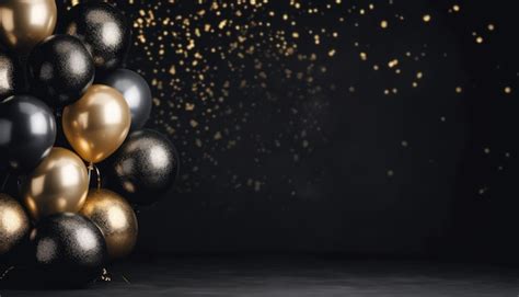 Premium AI Image Black And Gold Ballon On Balck Background