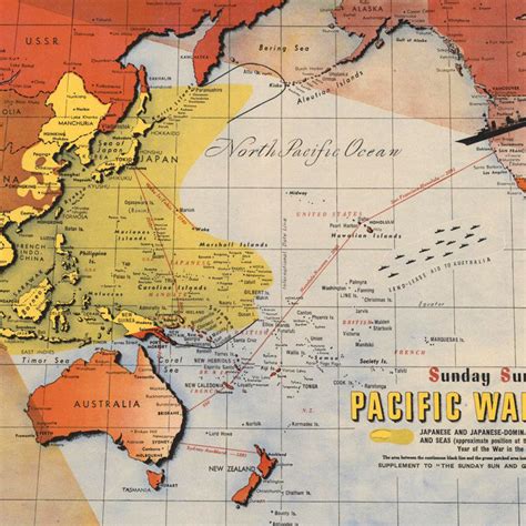 Old Map Australia Pacific War Japan 1943 Vintage Poster - VINTAGE MAPS ...