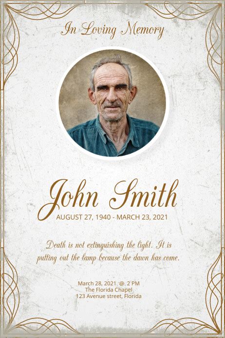 Obituary Poster Template Postermywall