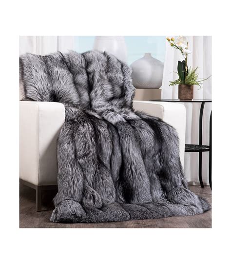 Full Pelt Silver Fox Fur Blanket For Luxurious Home Decor At Fursource